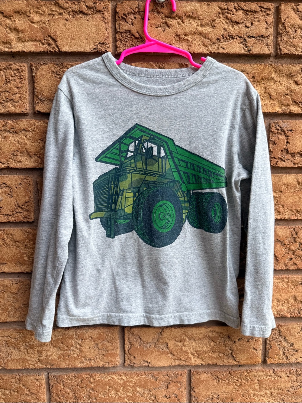 10/$25 • Gap Gray Long-Sleeve Tee with Green Dump Truck Graphic